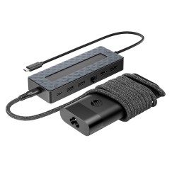 HP Ensemble combiné concentrateur USB-C et chargeur pour PC | JDB-Info
