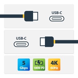 StarTech.com Câble USB-C de 2m, Coudé à Droite, USB 5Gbps, | JDB-Info
