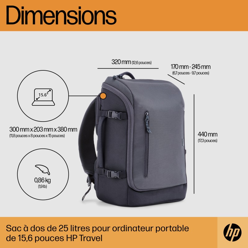 HP Sac à dos pour ordinateur portable Travel 25 litres 15,6 | JDB-Info