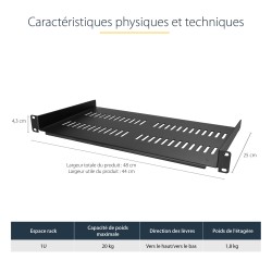 StarTech.com Étagère Rack Serveur 1U - Plateau Cantilever U | JDB-Info