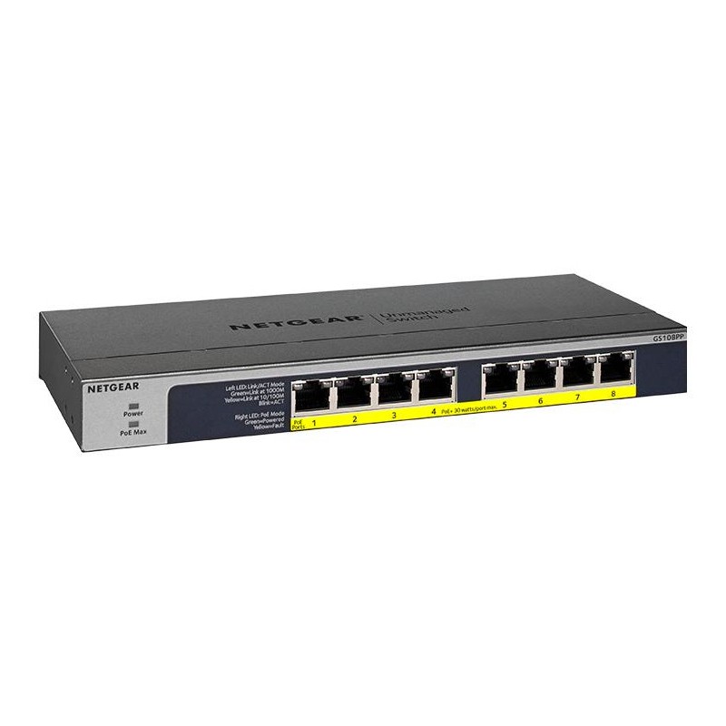 NETGEAR GS108PP Non-géré Gigabit Ethernet (10/100/1000) Con | JDB-Info