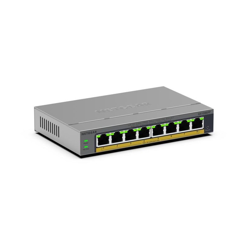 NETGEAR GS108EPP Non-géré Gigabit Ethernet (10/100/1000) Connexion Ethernet, supportant l'alimentation via ce port (PoE) Montage