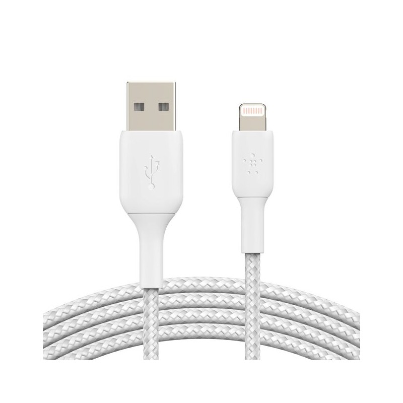 BELKIN BOOST CHARGE USB-A to Lightning Cable Braided 2M White