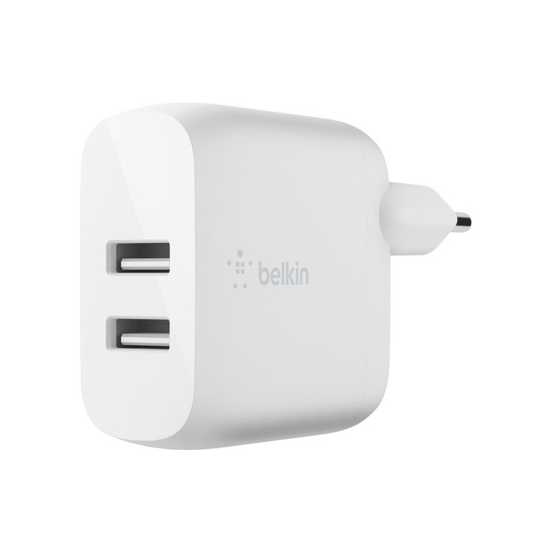 BELKIN BOOST CHARGE 24w 12w X2 USB-A Dual Wall Charger White