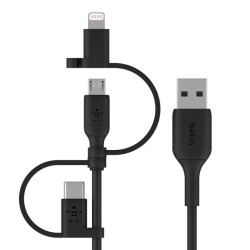 BELKIN Cable USB-A vers USB-C Lightning et MicroUSB