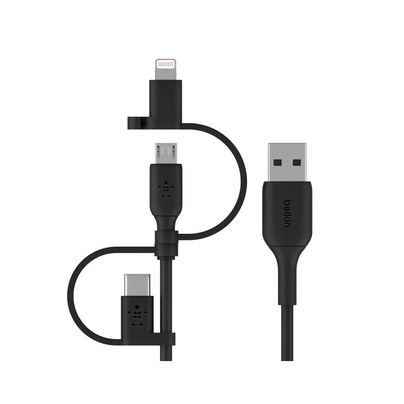 BELKIN Cable USB-A vers USB-C Lightning et MicroUSB