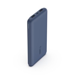 BELKIN Batterie externe 3 ports 10K avec câble USB-A vers USB-C bleu