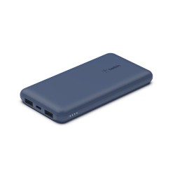 BELKIN Batterie externe 3 ports 10K avec câble USB-A vers USB-C bleu