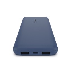BELKIN Batterie externe 3 ports 10K avec câble USB-A vers USB-C bleu