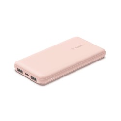 BELKIN Batterie externe 3 ports 10K avec câble USB-A vers USB-C rose