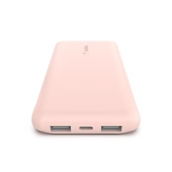 BELKIN Batterie externe 3 ports 10K avec câble USB-A vers USB-C rose