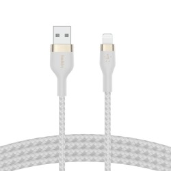 BELKIN Câble USB-A vers Lightning Silicon Tréssé 1m Blanc