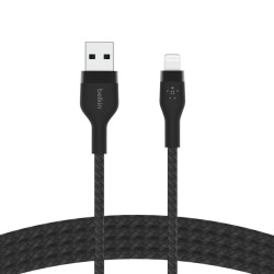 BELKIN Câble USB-A vers Lightning Silicon Tréssé 2m Noir