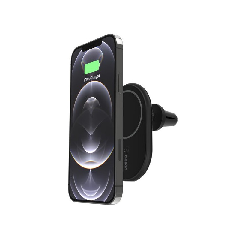 BELKIN BOOST CHARGE Magnetic wireless Car Vent Mount + Car Charger CLA Black