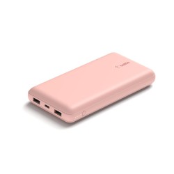 BELKIN Powerbank 20K 15W USB-C cable inclus + 2 USB-A Rose
