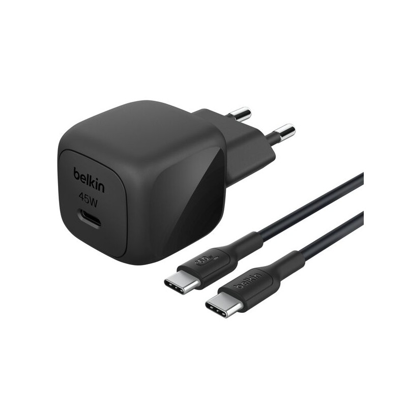 BELKIN 45W USB PD Wall Charger with PPS BLK w/ 1m 3aMP PVC C-C Cable