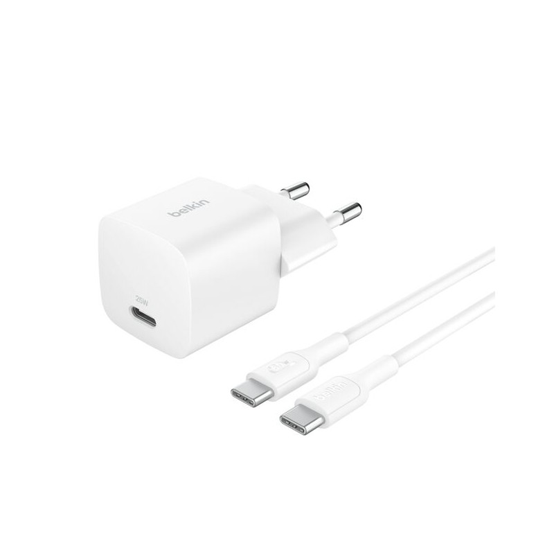 BELKIN 25W USB PD Wall Charger with PPS WHT w/1m C-C Cable