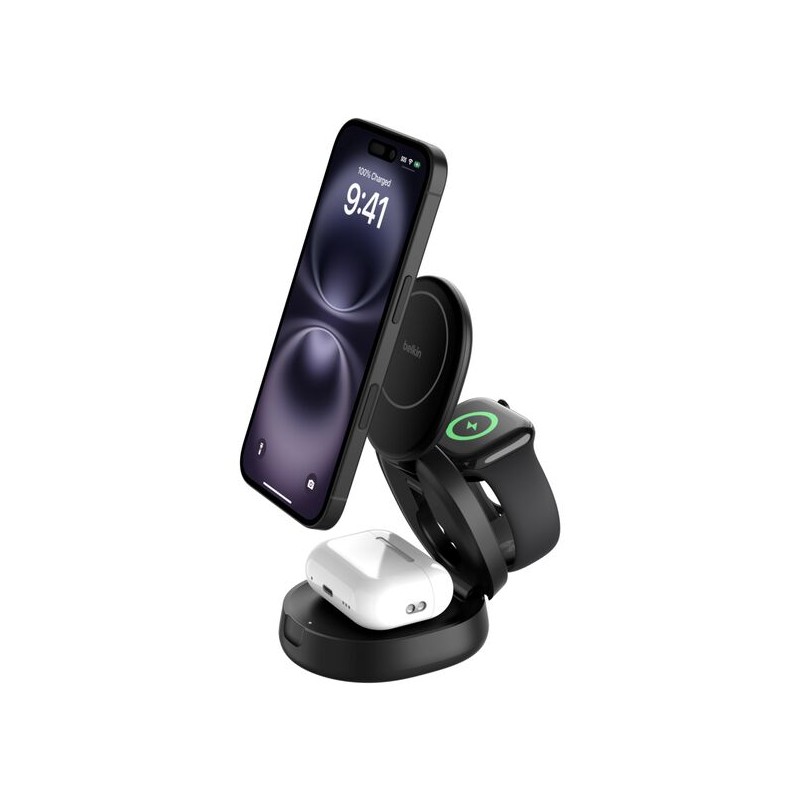 BELKIN BOOSTCHARGE Qi2 15w Z-Fold 3in1 Charging Stand Black