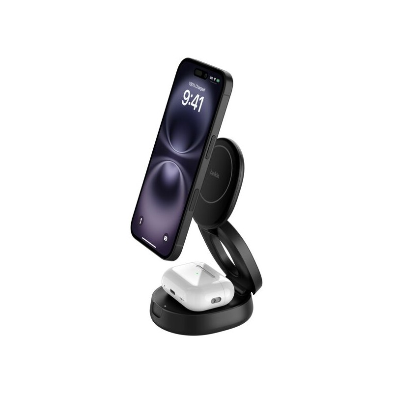 BELKIN BOOSTCHARGE Qi2 15w Z-Fold 2in1 Charging Stand Black