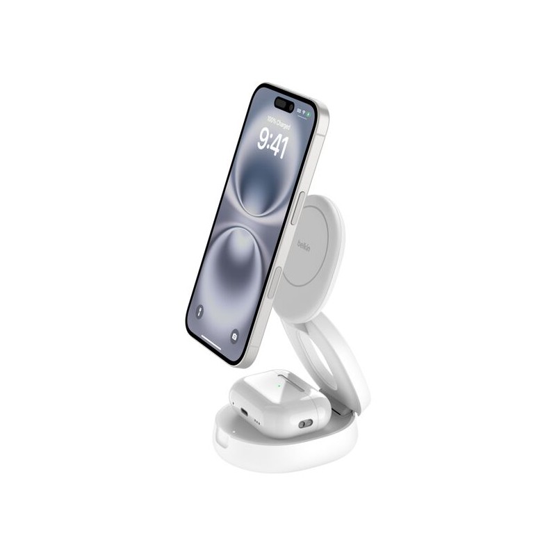 BELKIN BOOSTCHARGE Qi2 15w Z-Fold 2in1 Charging Stand White