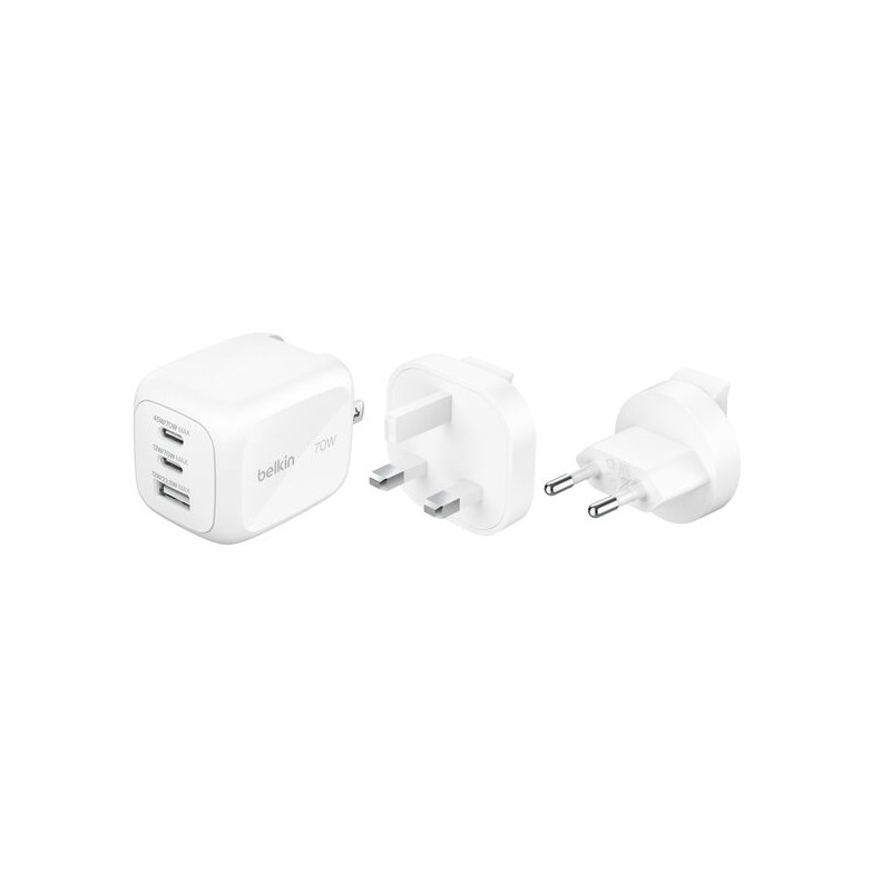 BELKIN BOOST CHARGE 70w 2C1A Wall Charger with interchangeable plug tips UK EU US
