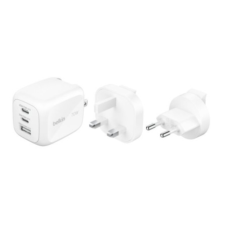 BELKIN BOOST CHARGE 70w 2C1A Wall Charger with interchangeable plug tips UK EU US