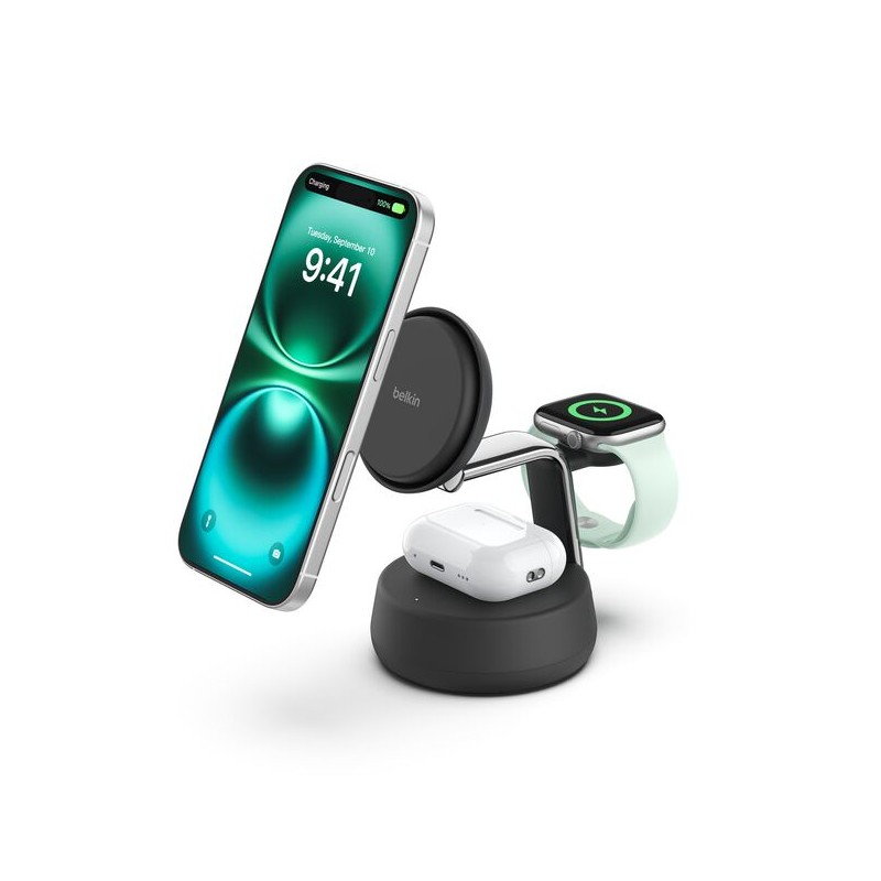 BELKIN UltraCharge Pro 25w Qi2 3in1 Magnetic Charger Charcoal