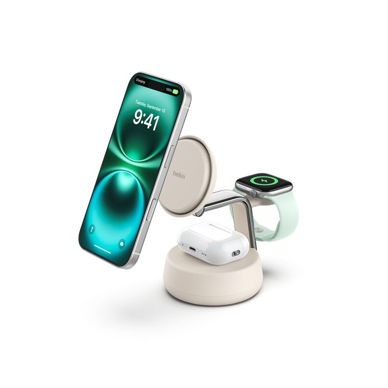 BELKIN UltraCharge Pro 25w Qi2 3in1 Magnetic Charger Sand