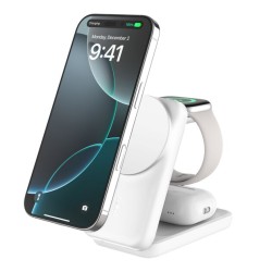 BELKIN UltraCharge 25w Qi2 3in1 Magnetic Charger EU White Square