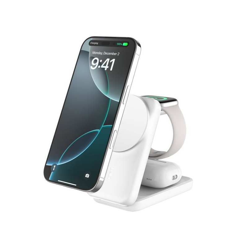 BELKIN UltraCharge 25w Qi2 3in1 Magnetic Charger EU White Square