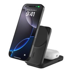 BELKIN UltraCharge 25w Qi2 2in1 Magnetic Charger plus USB-C EU Black Square
