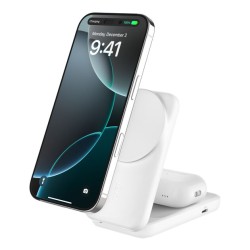 BELKIN UltraCharge 25w Qi2 2in1 Magnetic Charger plus USB-C EU White Square
