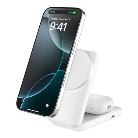 BELKIN UltraCharge 25w Qi2 2in1 Magnetic Charger plus USB-C EU White Square
