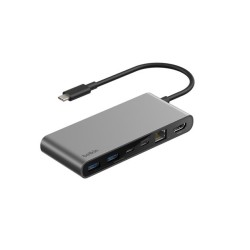 BELKIN Connect 8-in-1 USB-C Hub with Dual USB-C Ports - Silver