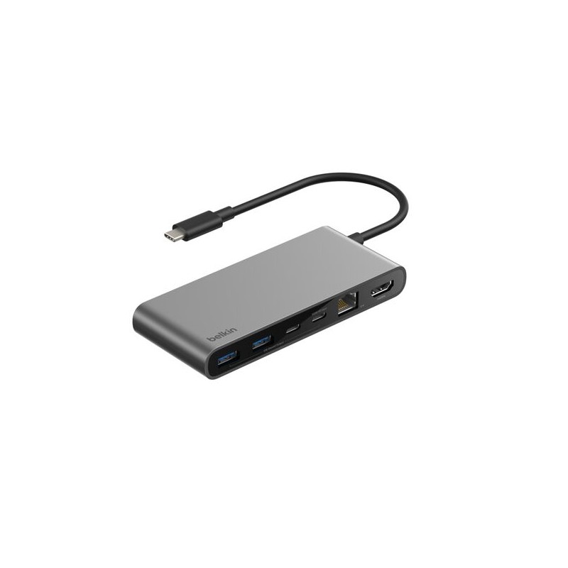 BELKIN Connect 8-in-1 USB-C Hub with Dual USB-C Ports - Silver