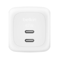 BELKIN BoostCharge 67W Dual USB-C PD Wall Charger with PPS WHT with 2m USB-C-C Cable