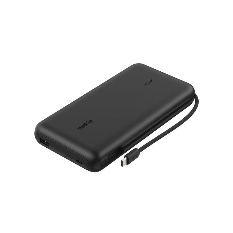 BELKIN BOOSTCHARGE 25k PD140w Display PowerBank with Integrated cable 1A1C Black