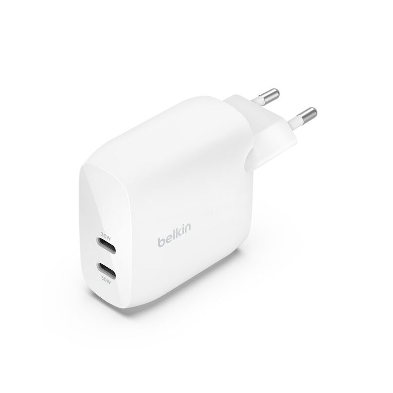 BELKIN BOOST CHARGE 60w USB-C PD Dual 30w Wall Charger White