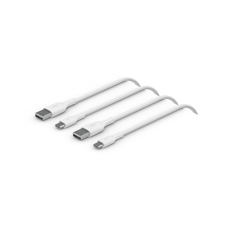 BELKIN USB-A to USB-C PVC White 1m Twin Pack