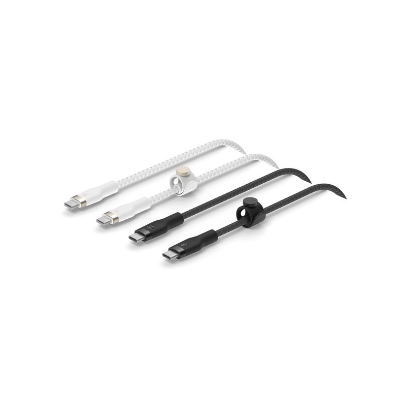 BELKIN USB-C to USB-C Braided Silicone White Black Mix 1m Twin Pack