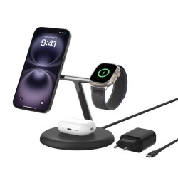 BELKIN BOOST CHARGE PRO 3in1 Qi2 15w Magnetic Adjustable Charging Stand Black