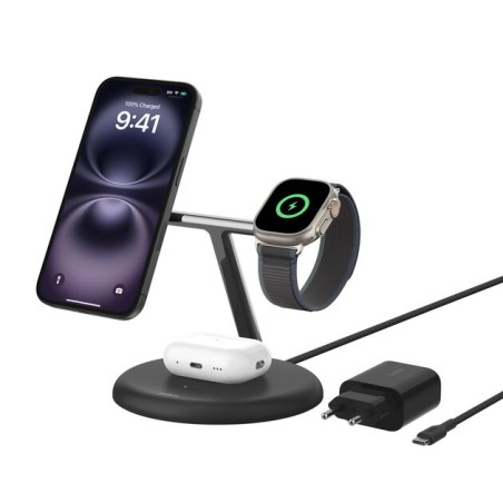 BELKIN BOOST CHARGE PRO 3in1 Qi2 15w Magnetic Adjustable Charging Stand Black