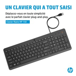 HP 150 Wired Keyboard clavier Universel USB AZERTY Belge No | JDB-Info