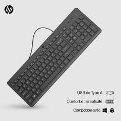HP 150 Wired Keyboard clavier Universel USB AZERTY Belge No | JDB-Info