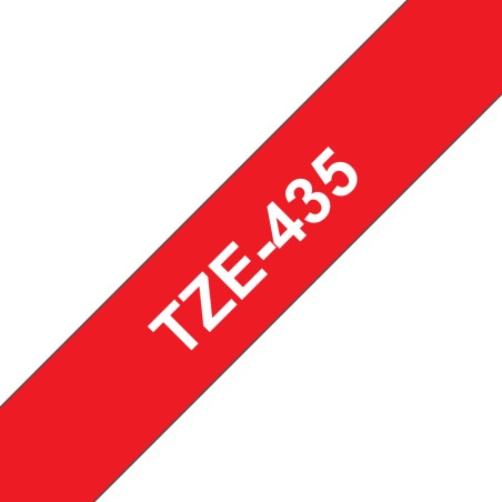 Brother TZE-435 ruban d'étiquette Blanc sur rouge | JDB-Info