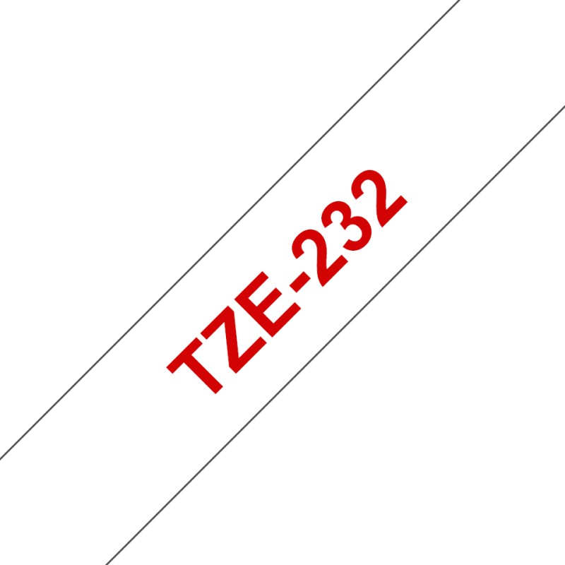 Brother TZE-232 ruban d'étiquette Rouge sur blanc | JDB-Info