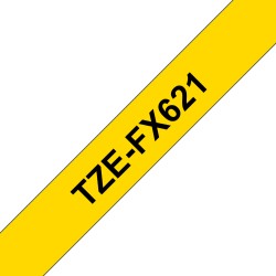 Brother TZE-FX621 ruban d'étiquette Noir sur jaune | JDB-Info