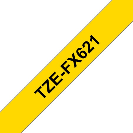 Brother TZE-FX621 ruban d'étiquette Noir sur jaune | JDB-Info