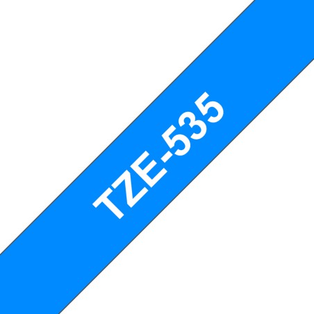 Brother TZE-535 ruban d'étiquette Blanc sur bleu | JDB-Info