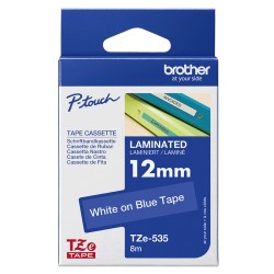 Brother TZE-535 ruban d'étiquette Blanc sur bleu | JDB-Info